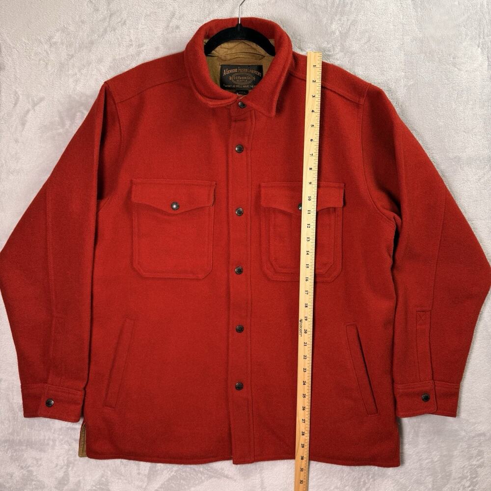 Filson Wool Lined Jacket Jac-SHirt Men's Medium Red Oak Barn Coat Chore Buttoned - Picture 6 of 16
